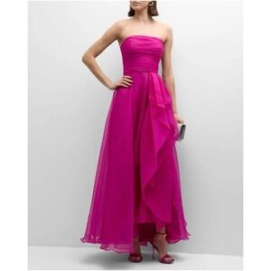 Theia Teresa Ruffled Draped Strapless Evening Gown Sleeveless Size 8 NWT